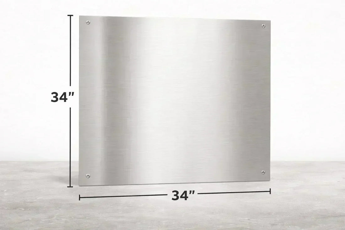 34" x 34" stainless steel kick plate