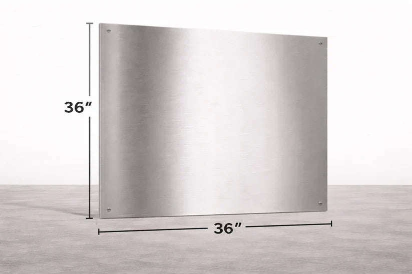 36" x 36" stainless steel kick plate