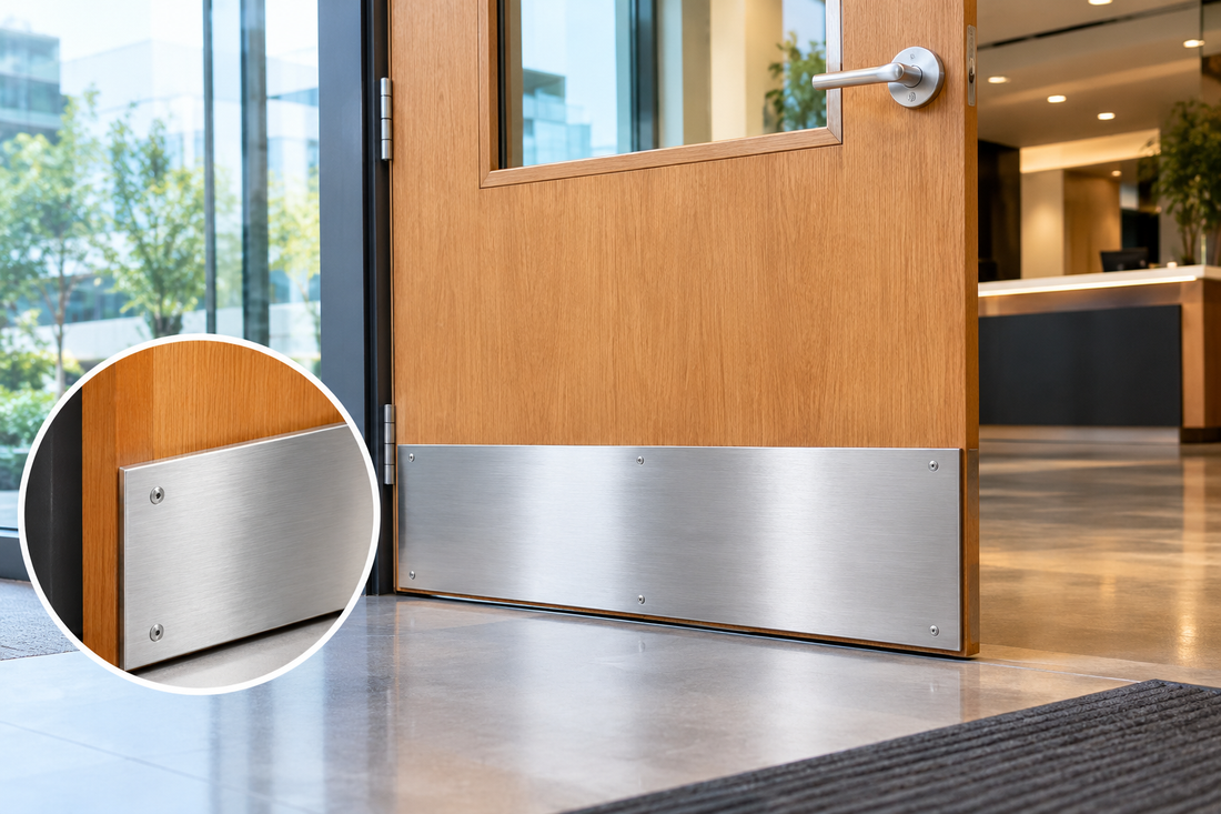 Front Door Kick Plate Guide: How to Choose Stainless Steel Protection for Commercial Doors